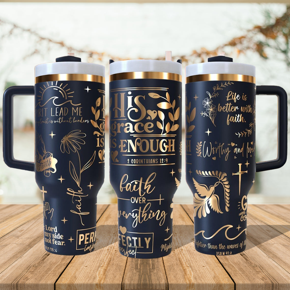 Faith Christian Jesus Tumbler 30oz/40oz, Jesus Tumbler With Handle, Christian Laser Engraved, LAF11